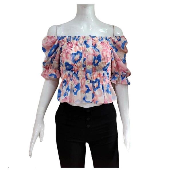 Pleated Button-Front Top For Women