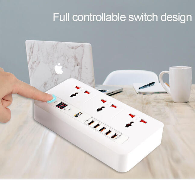 Power Strip Surge Protector Universal Outlets AU/US/EU/UK Plug Electric Socket with USB 3.4A Charge