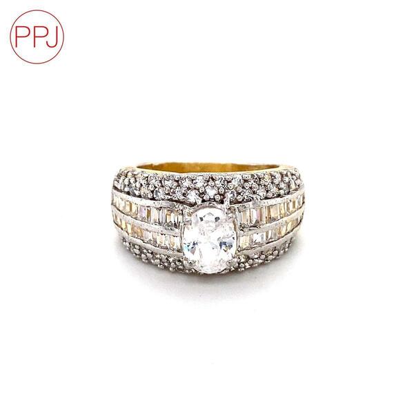 Ppj Collection Zoey Gold Plated Colosium Imitation White Ladies Finger Ring For Women