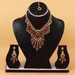 Pu Gold Plated AD (Artificial Diamond) Necklace Set For Women