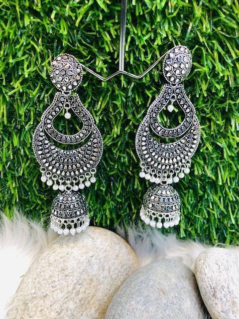 Puku silver Antique Jumka Earrings For Women