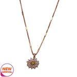 Round Stone Flower Pendant Necklace For Women