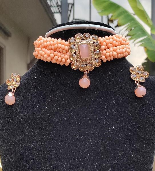 Royal Beaded Kundan Art Pendant Matinee Choker Necklace