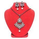 Silver Stylish Necklace With Earring For Women
