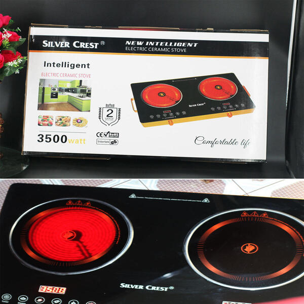 Silvercrest 3500-3500W Double Infrared Cooker Hot Plates Electric Ceramic Oven ( 2 Yars Warranty From Pbz Store Only)