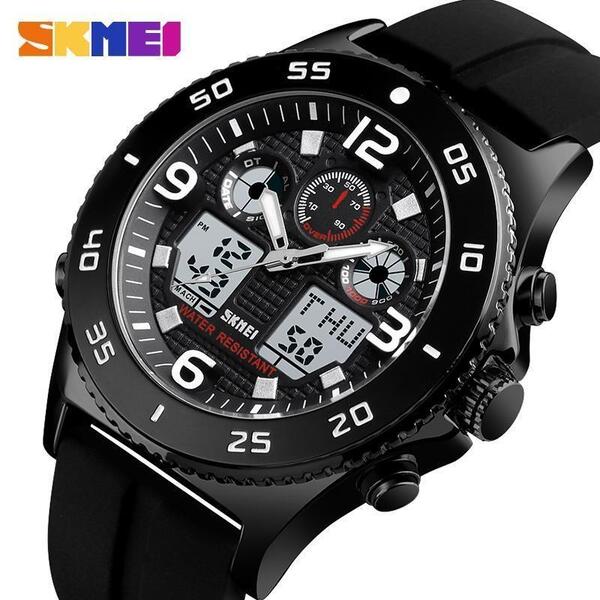SKMEI 1538 Men Sport Watches Fahsion Stopwatch Alarm Dual Display Waterproof Digital Watch