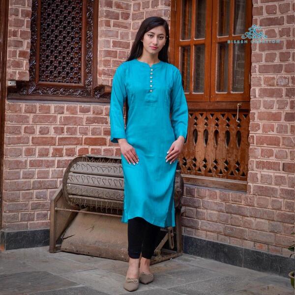 Ethnic Design Solid Kurti For Women