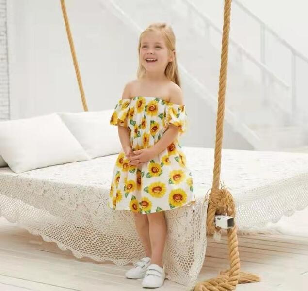 Sunflower Printed Frock For Kids