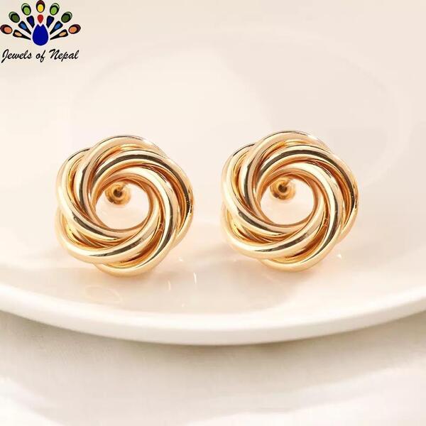 Twisted Circular Trendy Style Ear Studs For Women-Jewels of Nepal