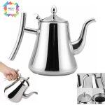 1.5 L Jug Kettle Mirror Finish Stainless Steel Induction Stovetop Green Tea Pot Strainer with Infuser For Loose Leaf and Teabags 