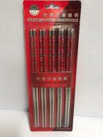 23Cm Long Chinese Thanka Butta Printed Stainless Steel Chopstick 5 Pair