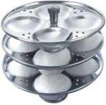 3 Tier Big Idli Size The Indian Steel Idli Maker Steamer Stand, Dhokla and Patra Plates Sancha Pot for Pressure Cooker | Momos Steamer (Makes 12 Idlis)