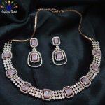 American Diamond / Cubic Zirconia AAA Studded Necklace and Earrings Set