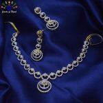 American Stone Diamond / Cubic Zirconia 5A Studded Circular Designed Necklace and Earrings Set for Women