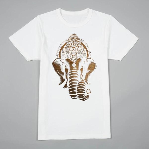 Binay Embroidery Ganesh Printed Cotton T-Shirt For Men