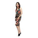 Silk Sleeveless Printed Side Cut Design BodyCon Dress For Women