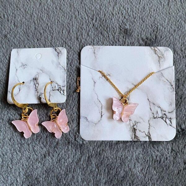 Butterfly Earring And Chain Set