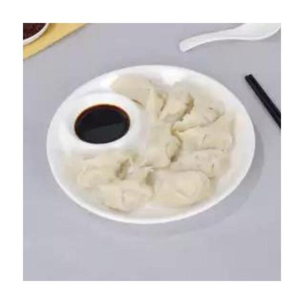 Ceramic Momo Serving Plate With 9 Inch Sauce Compartment