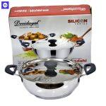 DeviDayal Induction Base Premium Stainless Steel Kadai With Silicon Soft Handle and Stainless Steel Lid – 2