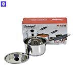 DeviDayal Induction Bottom Stainless Steel Silicon Soft Handle Milk Pot / Sauce Pan With Stainless Steel Lid – 1200 ML approx