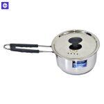 DeviDayal Induction Bottom Stainless Steel Silicon Soft Handle Milk Pot / Sauce Pan With Stainless Steel Lid – 1500 ML approx