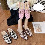 Fashion Check Design Close Rubber Slippers For Women