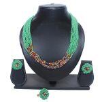 Fashion Design Green Moti/Pearl Pote Necklace For Women