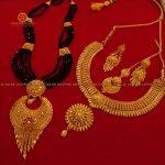 Gold Plated Mangalsutra With Mini Haar Necklace ,Earring And Sirbindi For Women