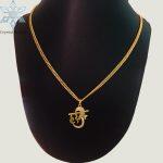 Gold Plated Panchadhatu Chain With White Stone Embedded OM Locket For Women