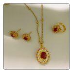 Gold Plated Panchadhatu Jewellery Set With 2 Earrings For Women, 1 Ring For Women And 1 Necklace For Women