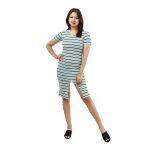 Cotton V-Neck Half Sleeve Lining Printed Bodycon Dress For Women