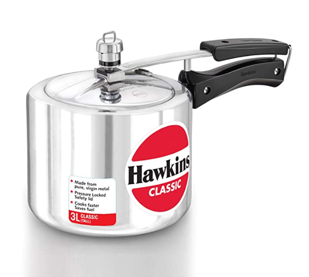 Hawkins Classic Pressure Cooker (Tall), 3 Litre, Silver (CL3T)