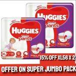 Huggies Wonder Pants (Xl) 56 X 2=112 Pants (12 – 17 Kg) Get 15 % Off