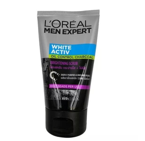 Loreal Men Expert White Active Oil Control Charcoal 100ml Brightening Scrub