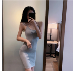 Padded Solid Stretchy Backless Dress For Women
