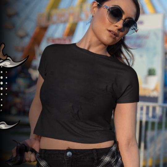 Plain Black Crop Tshirt For Summer