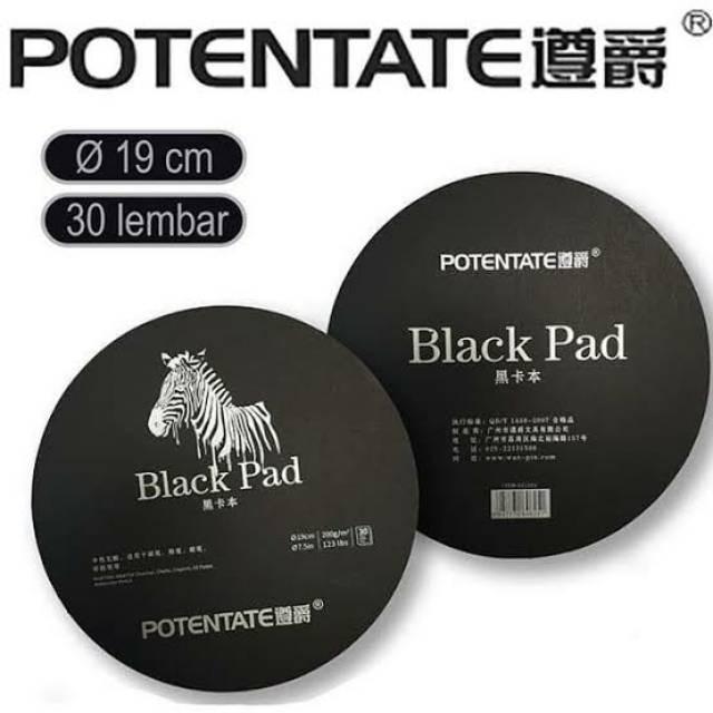 Potentate Round Black Paper Pad, 19cm(D), 200GSM- 30 Sheets