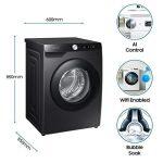 Samsung 8 Kg Wi-Fi Inverter 5 Star Fully-Automatic Front Loading Washing Machine (WW80T504DAB/IM ,Black Caviar, AI Control)