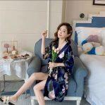 Summer Ice Silk Robes Comfortable Homewear Bathrobe For Women