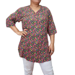 Tiny Floral Print Long Tunic Top For Women