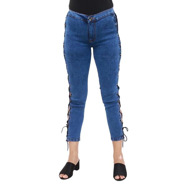 Women's blue Skinny Slim Jeans Pant with lace design (P-2640)