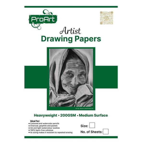 Paper For Drawing Design ProArt Artists' Sketching & Drawing Papers 200 GSM A3, 12 Sheets ...