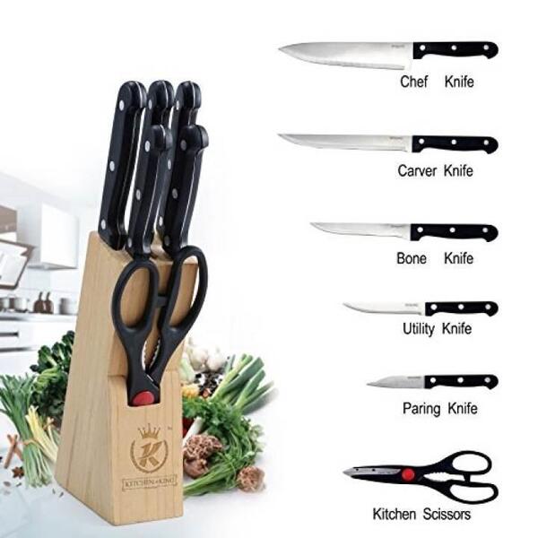 7-Piece Kitchen Knife Set With Wooden Block Stand