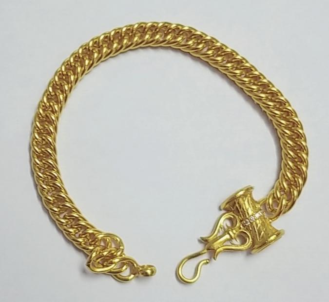 Damau Bracelet /Panchadhatu Design Gold Plated Damaru Chain Bracelet For Men