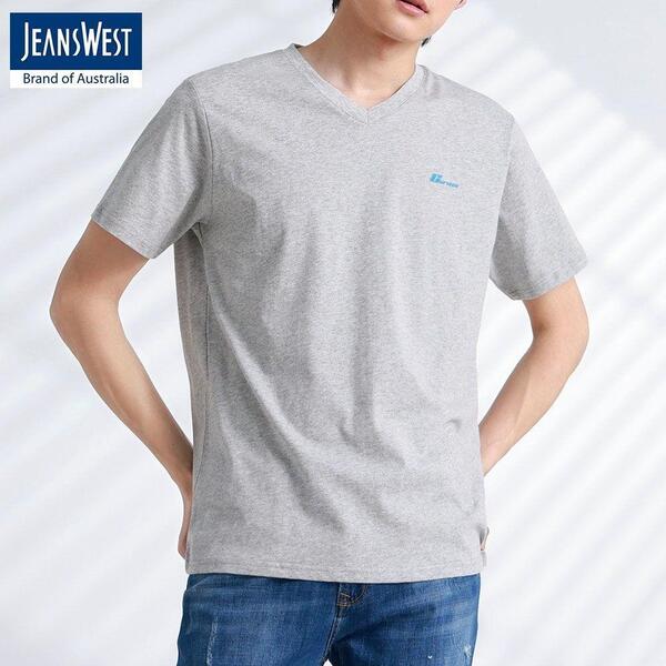 Jeanswest STONE GREY V neck T-Shirt For Men