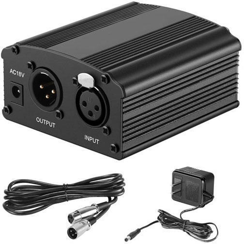 New Upgraded 48V Phantom Power Supply With Cable And Adapter For Any Condenser Microphone