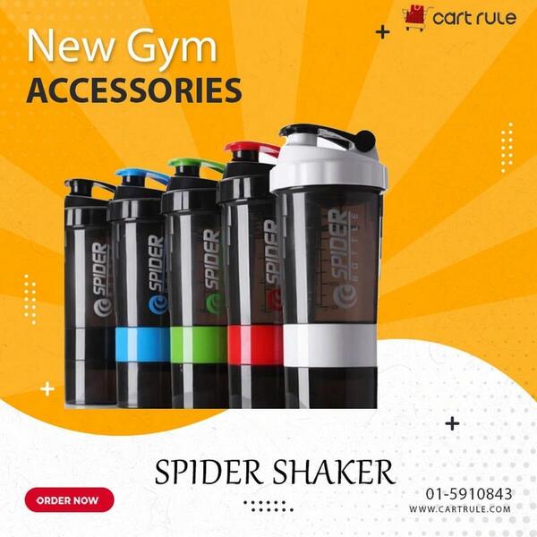 Full Black Spider Shaker Bottle