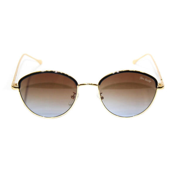 Golden/Brown Oval Sunglasses For Women