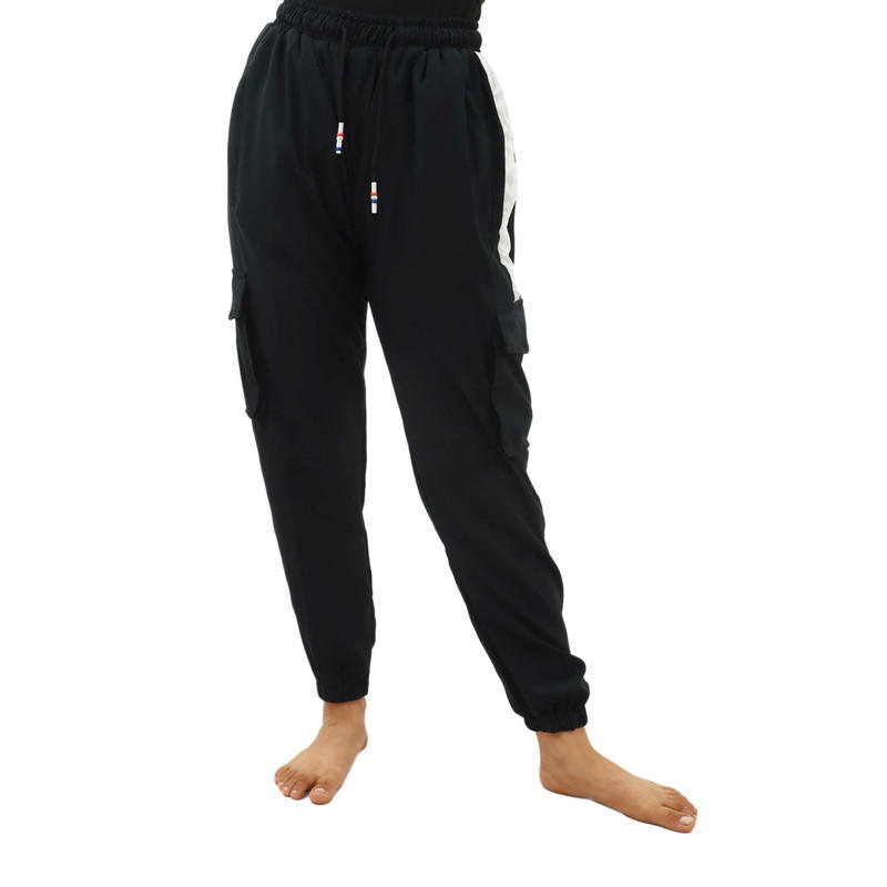 black color side pocket and white lining joggers for women