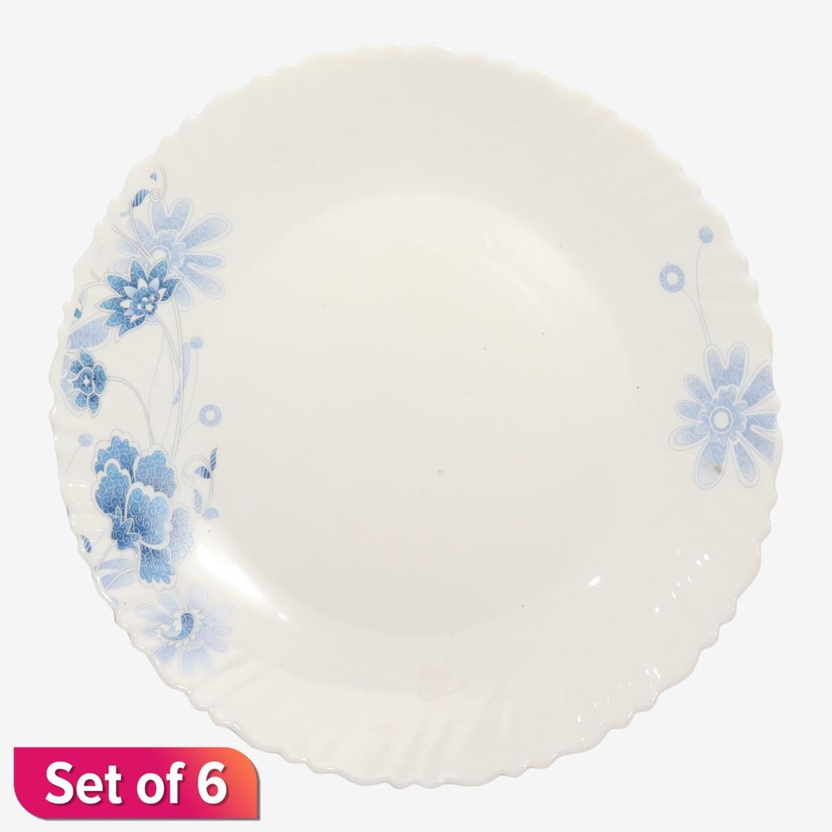 blue white ceramic floral design serve plate 10 inch